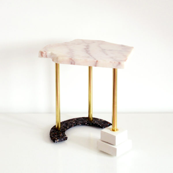 SIDE TABLE PIECE OF PINK MARBLE