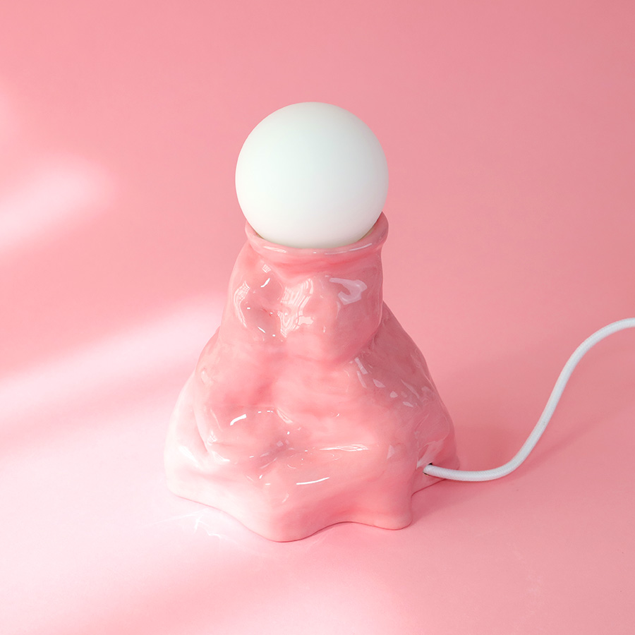 Mount lamp mink irregular ceramic lamp bubble gum pink siup studio handmade in poland cool machine art and design store creative studio (9)
